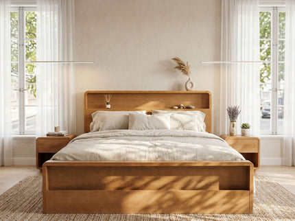 Bed Frame With Dual Open Storage Headboard And Footboard