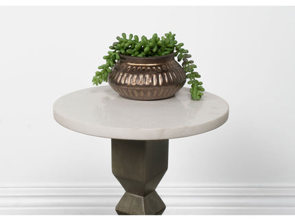 Selena - Round Side Table - White / Gray