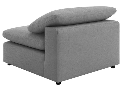 Segoura - Upholstered Armless Chair With Pillow Back, Living Room - Gray