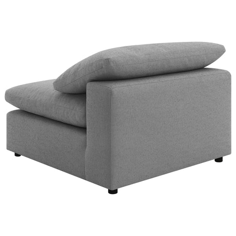 Segoura - Upholstered Armless Chair With Pillow Back, Living Room - Gray