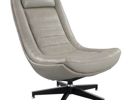 Piran - Top Grain Leather Accent Chair With Swivel - Twilight