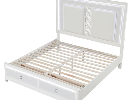Abigale - Bed & LED Lighting And 2 Drawer Storage Footboard