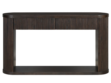 Oval Fluted Console Table With 2 Drawers And Bottom Shelf