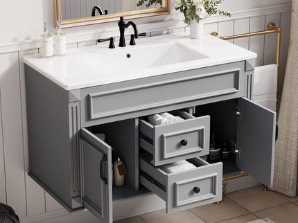 French Simple Style Wall Mounted Bathroom Cabinet With Sink