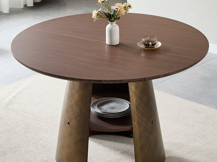 Round Dining Table - Reddish Brown / Walnut