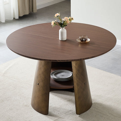 Round Dining Table - Reddish Brown / Walnut