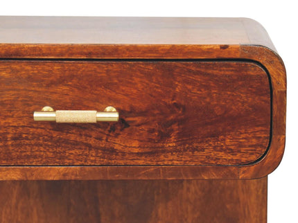 T Bar Rounded Bedside Table - Dark Brown