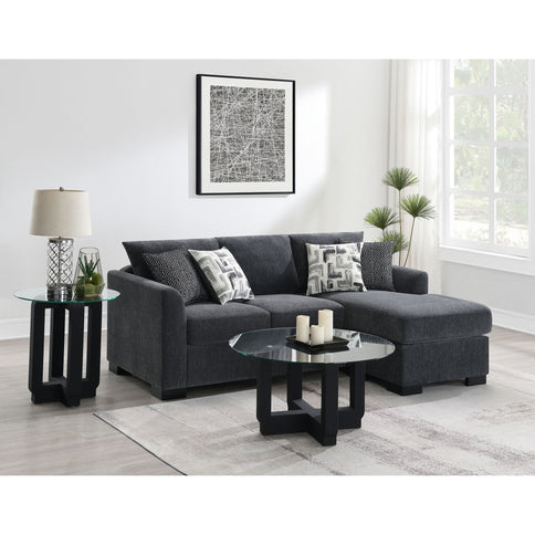 Pacheco - Upholstered Sleeper Sectional Chaise Sofa With Pocket Coils And Reversible Cushions - Dark Gray