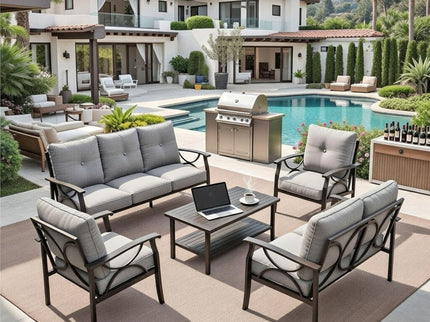 Patio Furniture Set With Coffee Table And Cushions For Backyard