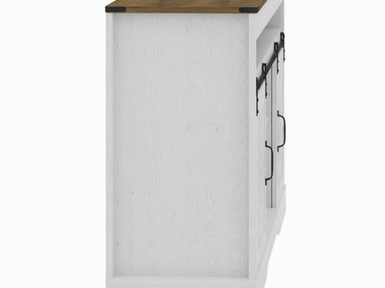 TV Stand With Sliding Barn Doors And Adjustable Storage - White / Oak