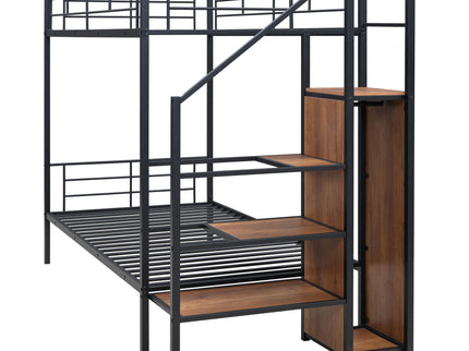 Bunk Bed With Lateral Storage Ladder And Wardrobe