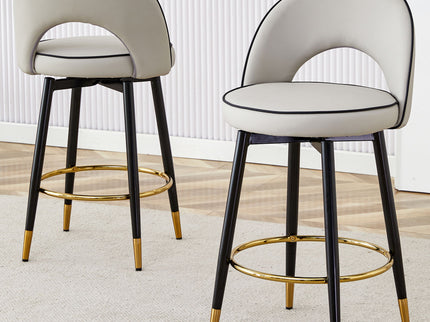 Modern Upholstered 360° Rotatable Bar Chair With Metal Legs For Dining Room (Set of 2)