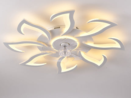 Flower Ceiling Fan With Remote Controlled LED Light, Flush Mount DC Motor Fan