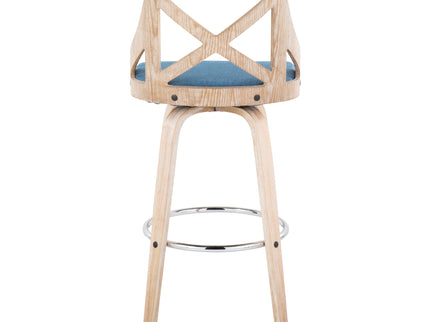 Charlotte - Farmhouse Fixed Height Bar Stool With Swivel And Round Footrest (Set of 2)