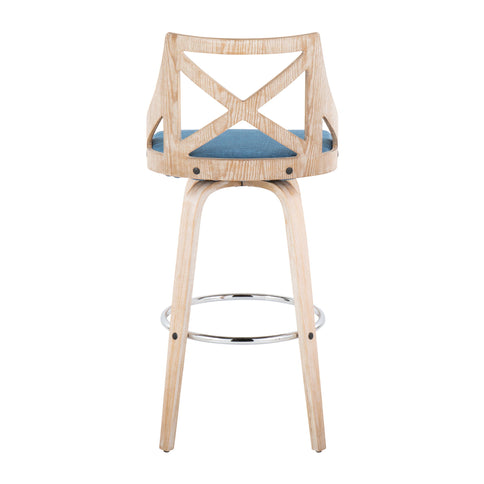 Charlotte - Farmhouse Fixed Height Bar Stool With Swivel And Round Footrest (Set of 2)