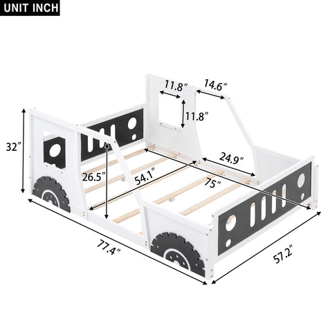 Classic Car Shaped Platform Bed With Wheels