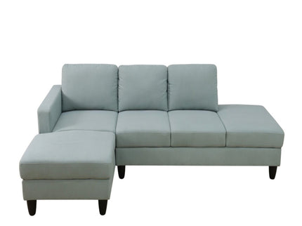L - Shaped Sectional Sofa With Left Chaise & Ottoman - Pale Green