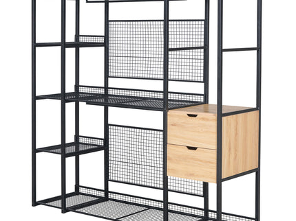 Open Style Wardrobe With Hanging Rails, Shelves And Drawers