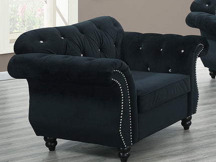 Tufted Chair With Nailhead Trim For Living Room - Black