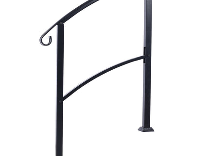 Handrails For Outdoor Steps, Fit 1 Or 3 Steps Outdoor Stair Railing, Flexible Front Porch Hand Rail, Transitional Handrails For Concrete Steps Or Wooden Stairs - Black