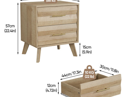 Medieval Double Drawer Bedside Table