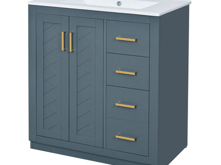 Bathroom Vanity With Sink, Storage Cabinet, Freestanding Set With 3 Drawers & Soft Closing Doors