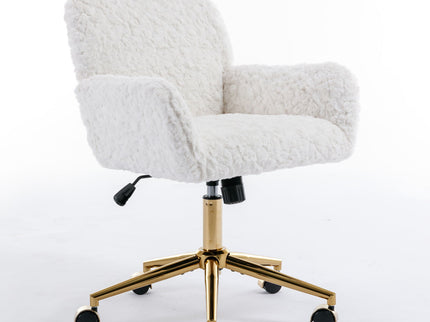 Office Chair, Artificial Rabbit Hair Home Office Chair With Metal Base, Adjustable Desk Chair Swivel Office Chair, Vanity Chair
