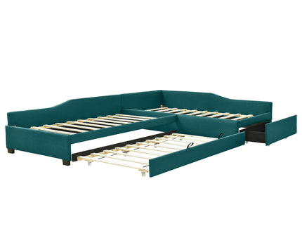 Upholstered Double Daybed With Trundle And Drawer