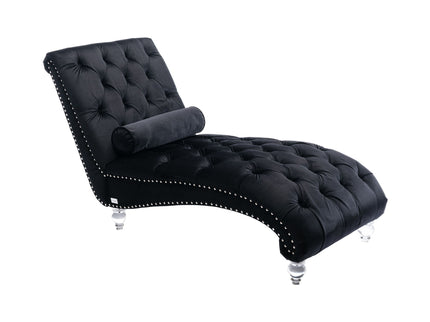 Chaise Lounge Indoor, Button Tufted Upholstered Chaise Lounge Chair With Pillow