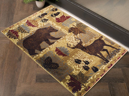 Nature's Nest - 5'3" X 7'3" Polypropylene, Lodge Area Rug - Multi / Beige