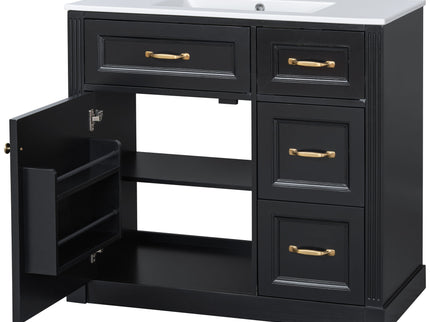 Modern Bathroom Vanity With Sink, 4 Drawers, Soft-Close Door, Adjustable Shelf