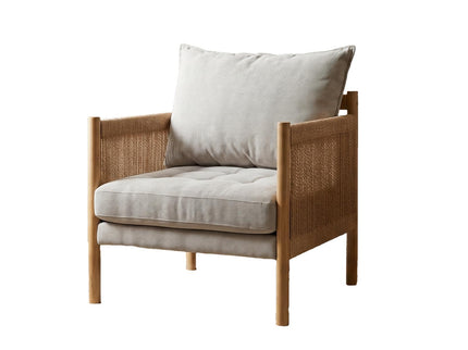 Accent Armchair With Removable Cushions For Living Room - Matte Black / Natural / Sand
