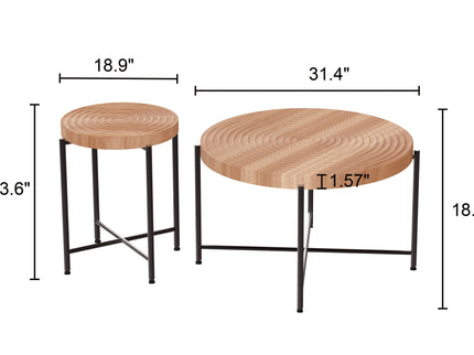 Coffee And End Table Set Waterproof Cover (Set of 2) - Natural Wood / Brown