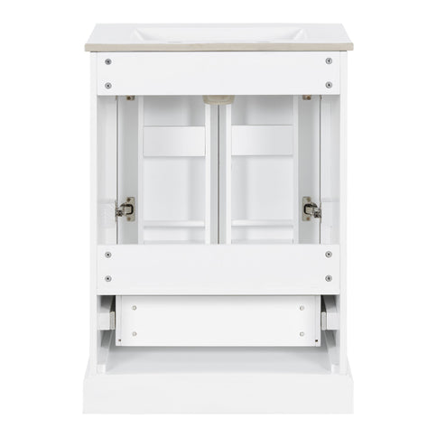Bathroom Vanity With Sink, 1 Divided Drawer And 2 Soft Close Doors With Double Shelf