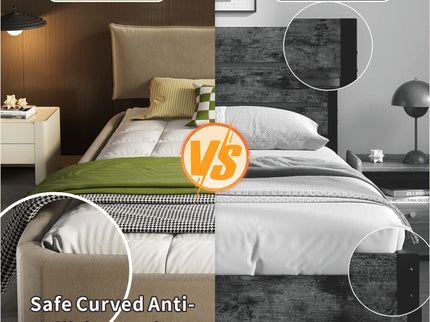 Cloud Bed Frame With Oversized Padded Movable Headboard
