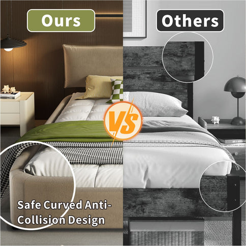 Cloud Bed Frame With Oversized Padded Movable Headboard