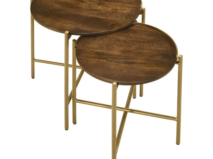 Genevieve - 2 Piece Round Nesting Table - Gold