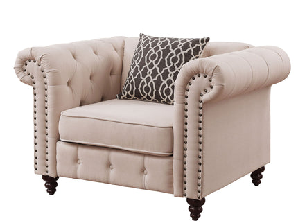 Aurelia - Linen Chair With Pillow - Beige