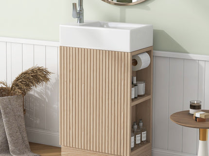 Modern Bathroom Vanity With Sink And 2 Tier Shelf