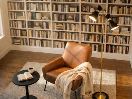 Axis - Floor Lamp With 4 Way Switch Double Spots With Base - Black / Gold