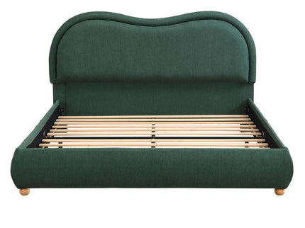 Upholstered Platform Bed Frame With Curved Headboard