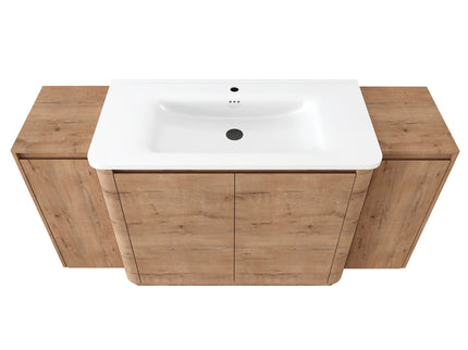 Freestanding Bathroom Vanity With Sink, 2 Small Storage Cabinets, Soft Close Doors