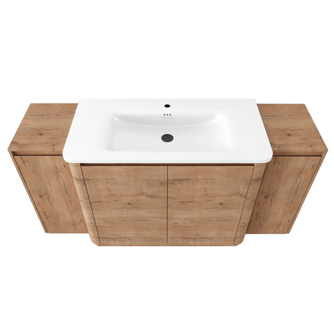 Freestanding Bathroom Vanity With Sink, 2 Small Storage Cabinets, Soft Close Doors