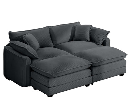 Modular Oversized Cushion Sofa With Ottoman, Low Back, Deep Seating Sofa Set