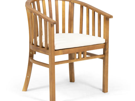 Outdoor Wooden Dining Chairs With Cushions (Set of 2)