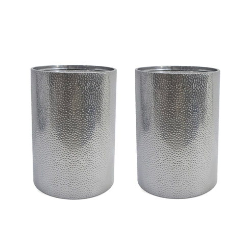 Modern Round Accent Table With Hammered Surface