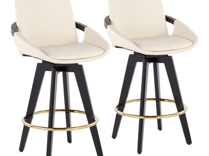 Cosmo - Contemporary Fixed Height Counter Stool With Swivel With Round Footrest (Set of 2)