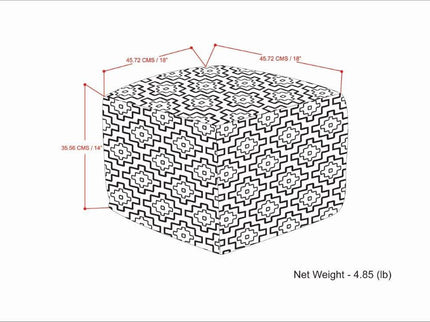 Briella - Square Woven Outdoor / Indoor Pouf - Gray / White