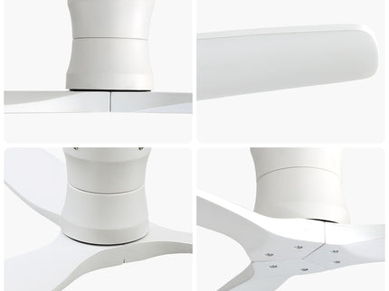 52" Ceiling Fan, No Light Flush Mount Low Profile 3 Blades With Remote Control