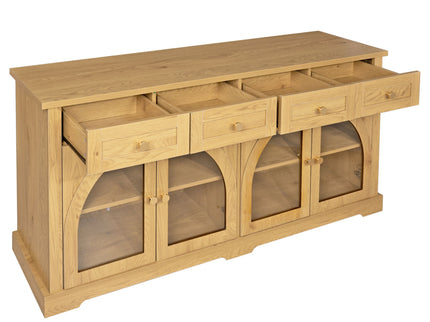 Sideboard Cabinet With 4 Drawers And 4 Arched Glass Doors